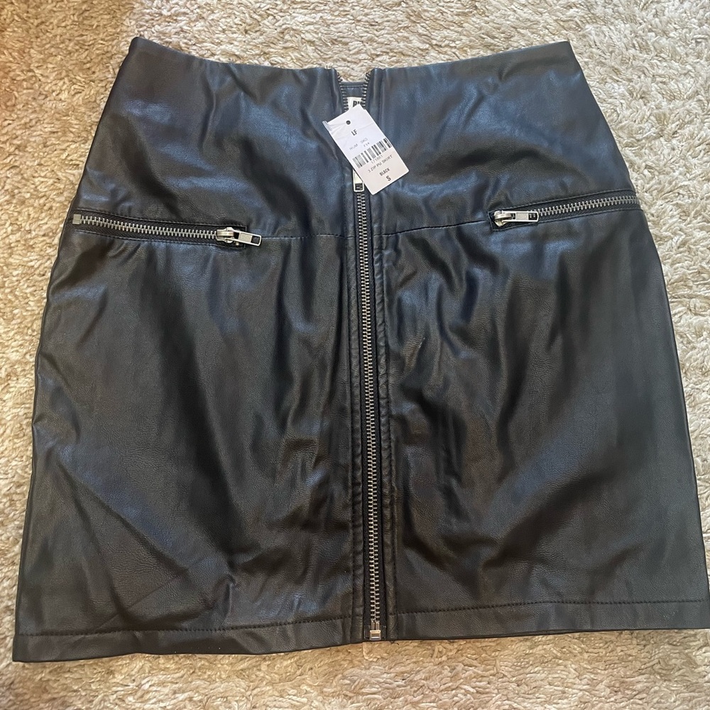Black leather skirt
